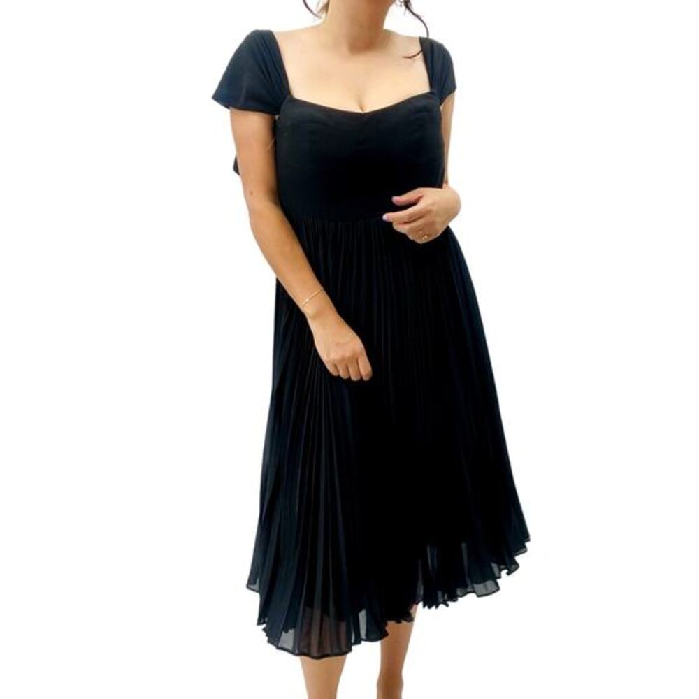 Fame and Partners 6 black pleated midi dress